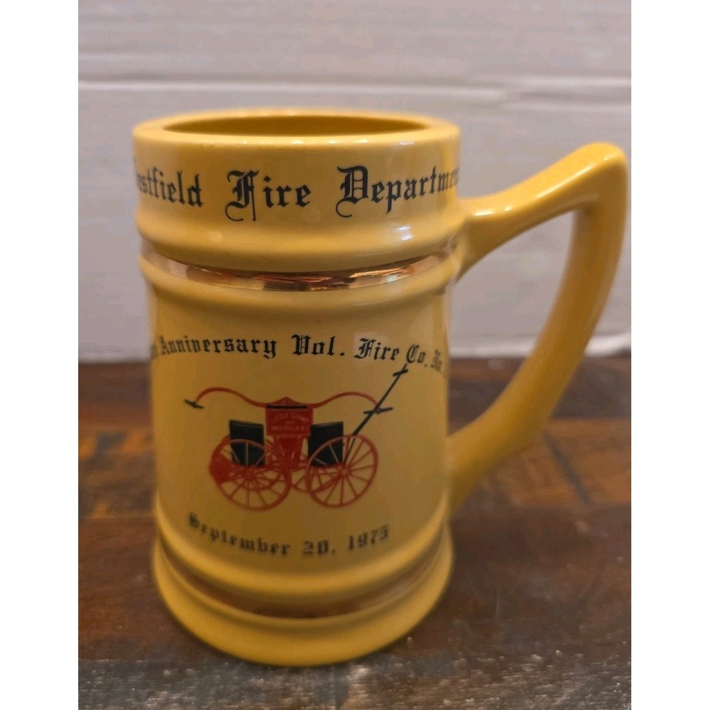 Vtg 1975 Westfield Fire Department 100th Anniversary Beer Stein Mug New Jersey